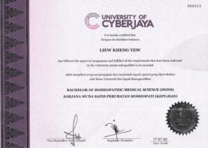 Cert of Dr Liew