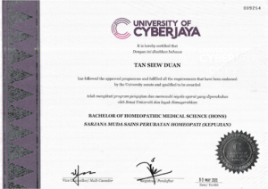 Cert of Dr Tan